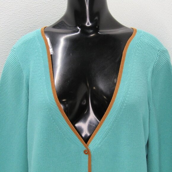 NEW ETCETERA Cardigan Sweater Sea Blue Size XS Seafarer V-Neck Long Sleeve - Picture 2 of 8